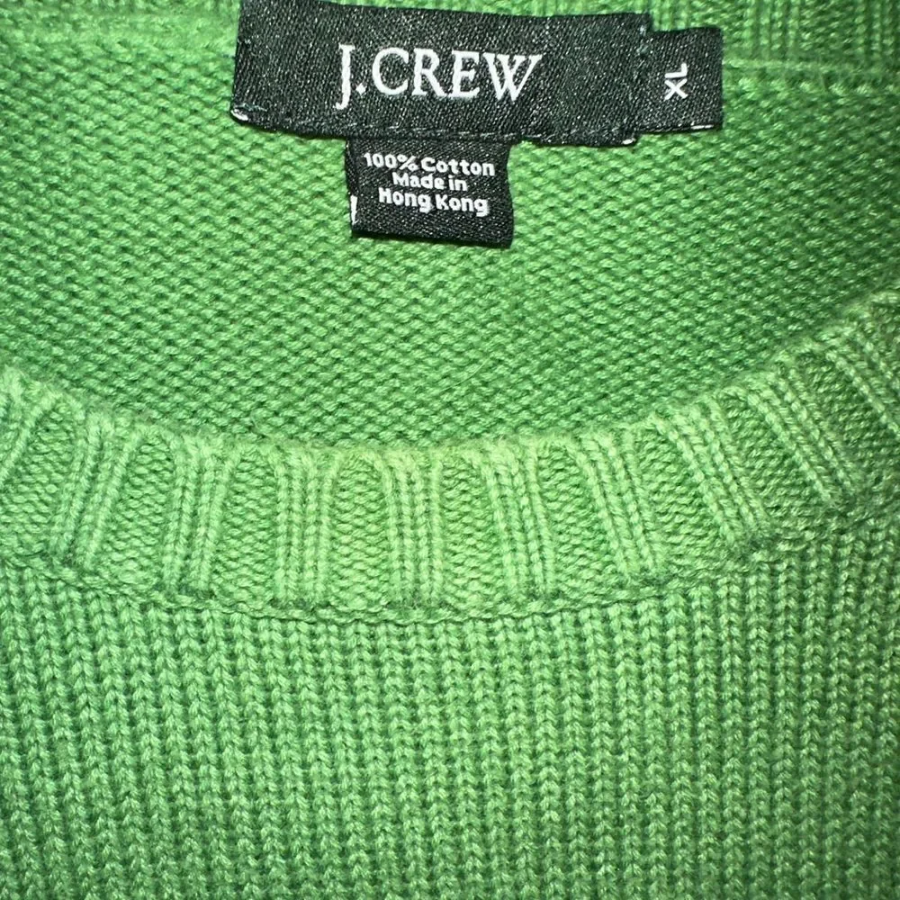 J. Crew Green Crewneck Sweater with Relaxed Fit